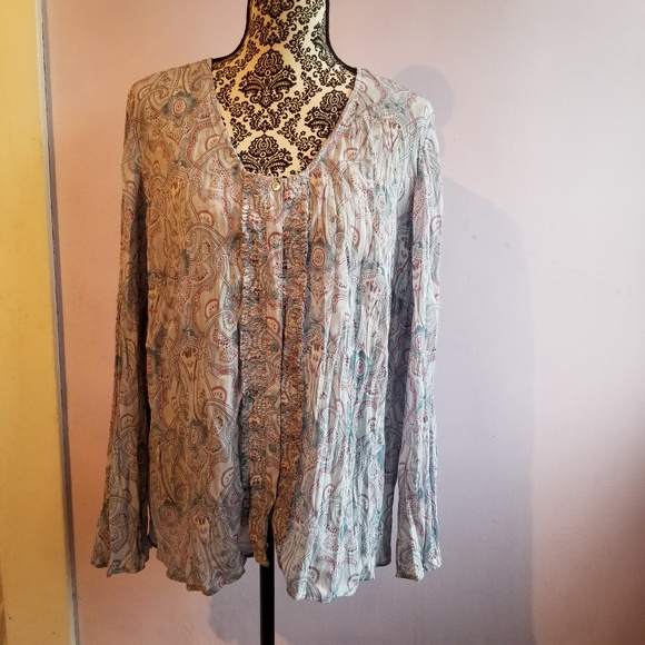 Venezia Tops - Venezia Women's Pastel Sheer Crinkle Shirt 14/16